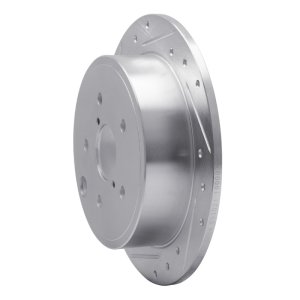 Subaru WRX Brake Rotor (1) - Rear Left - R1 Concepts - Drilled & Slotted - Silver - `15-`21